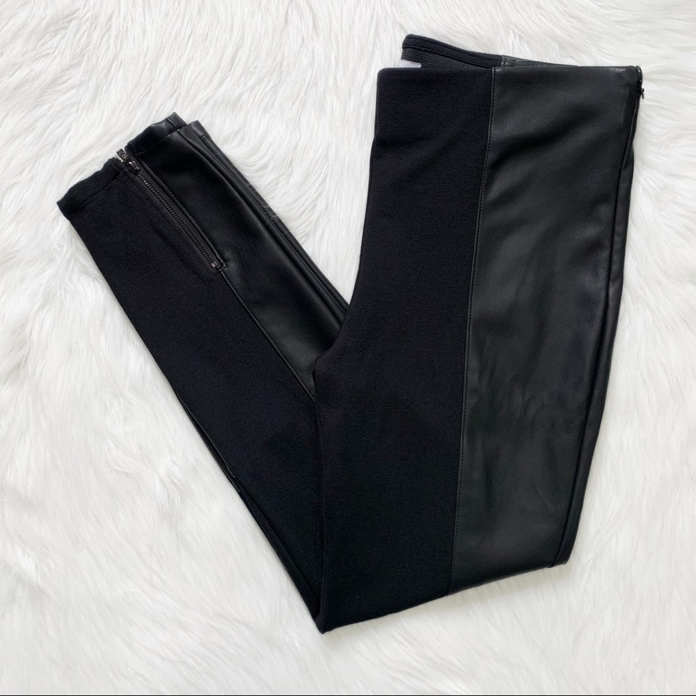 SOLD-Halston Faux Leather Zippered Black Riding Moto Pants - Picture 1 of 8